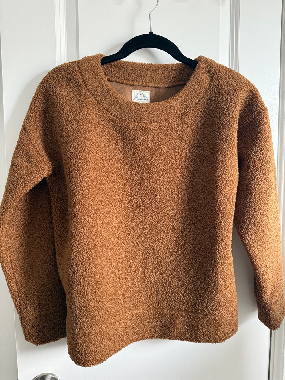 J. Crew Women's Camel Brown Sherpa Crewneck Sweater